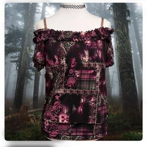 Women's Off-Shoulder Floral Patchwork Top